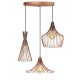Suspension filaire 3 lampes saccade Snaya D55cm Métal Noir et Or rose