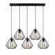 Suspension filaire 5 lampes diamants alignés en M Vivian 93cm Métal Noir
