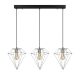 Suspension filaire diamant 3 lampes alignées Berlioz 100cm Métal Noir et Chrome