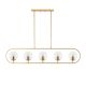 Suspension hauteur variable 5 lampes Vocrana 122cm Verre Transparent et Métal Or