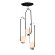 Suspension ovale 3 lampes escalier Chargey Verre Blanc et Métal Noir
