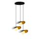 Suspension pétale 3 lampes globe escalier Aslan Verre Blanc et Métal Or et Noir