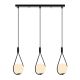 Suspension / plafonner boucle 3 lampes alignées Zenon Verre Blanc et Métal Noir