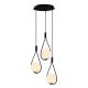 Suspension / plafonner boucle 3 lampes escalier Zenon Verre Blanc et Métal Noir