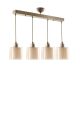 Suspension-plafonnier 4 cylindres alignés Tropaeum 65x70cm Verre et Métal Or rose