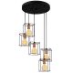 Suspension-plafonnier 5 cages saccade Laterna Métal Noir et Or rose