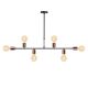 Suspension / plafonnier barre 6 lampes Dumpling 94cm Métal Noir et Or rose