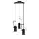 Suspension projecteur droit 3 lampes saccade Brewster Métal Noir