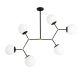 Suspension ramification latérale 6 lampes Acresh Verre Blanc et Métal Noir
