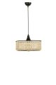 Suspension soucoupe Tropaeum 34cm Métal Noir et Rotin Beige
