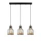 Suspension style industriel 3 lampes alignées Camarose 67cm Métal Noir et chrome
