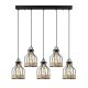 Suspension style industriel 5 lampes alignées hauteur différente Camarose 87cm Métal Noir et chrome