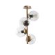 Suspension tige verticale 4 lampes globes Kasmir Verre Transparent et Métal Or antique