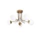 Suspension tiges L 5 lampes Pongra Verre Blanc et Métal Or