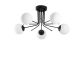 Suspension tiges L 5 lampes Pongra Verre Blanc et Métal Noir