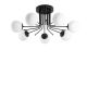 Suspension tiges L 7 lampes Pongra Verre Blanc et Métal Noir