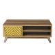 Table basse 1 porte et 2 étagères Waevo L105xP60cm Bois et Blanc