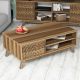 Table basse 1 porte et 2 étagères Waevo L105xP60cm Bois Naturel