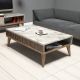 Table basse 2 étages Yemaya 105x60cm Bois Naturel et Blanc effet marbre