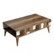 Table basse avec rangement Raga L105xP60cm Bois et Effet marbre Blanc