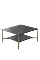 Table basse carrée Harmony 80x80cm Métal Or et Bois Anthracite