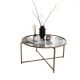 Table basse Extrahere Ø83 x H40 cm Métal Or et Verre Trempé Fumé