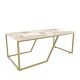 Table basse Greta L120xP60cm Métal Or et Bois Effet marbre Blanc