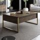 Table basse Sibylle 60x90cm Métal Or et Bois foncé