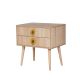 Table de chevet 2 tiroirs Sleek Bois Motif Fleur Jaune