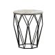 Table Heptagone Zachem Panneau Métal Noir et Bois Blanc marbre
