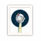 Tableau décoratif Mazzio 23,5x28,5cm Bois Blanc Motif Girafe dans l'espace