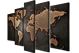 Tableau décoratif pentaptyque Scaenicos Motif Mappemonde Marron et Beige
