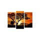 Tableau décoratif triptyque Amicienties Motif Savane soleil couchant Noir et Orange