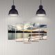 Tableau pentaptyque banc au bord du lac Atos MDF Multicolore