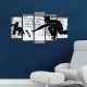 Tableau pentaptyque contemporain abstrait chien homme Atos MDF Multicolore