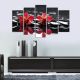 Tableau pentaptyque orchidées rouges galets noirs Atos MDF Multicolore