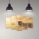 Tableau pentaptyque savane léopard Atos MDF Multicolore