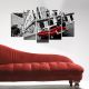 Tableau pentaptyque voiture rouge vintage Atos MDF Multicolore