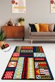 Tapis Albinie 80x120cm Velours Motif Ethnique Multicolore