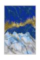 Tapis Brindisi 100x150cm Motif Marbre Bleu et Blanc craquelé Or