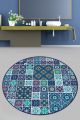 Tapis de salle de bain rond Artem patchwork mosaïque Ø200 cm Polyester Multicolore