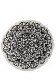 Tapis de salle de bain rond Mesoris D140cm Velours Motif Grande rosace Noir et Blanc