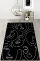 Tapis Eben 80x120cm Motif Abstrait, dessin de visages d'une féminins Noir et Blanc