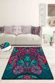 Tapis Gaizac 80x140cm Velours Motif Florale Multicolore