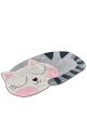 Tapis Loulou 60x100cm Velours Forme de chat Gris