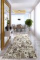 Tapis Madaba 100x180cm Velours Motif Oriental Marron et Beige