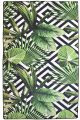 Tapis Malisa 80x150cm Velours Motif Losange et feuilles tropicale