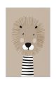 Tapis Paco 100x150cm Motif Portrait Lion à fond Taupe