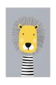 Tapis Paco 60x100cm Motif Portrait Lion à fond Gris