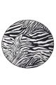 Tapis rond Dola D140cm Velours Motif Peau de zèbre Noir et Blanc